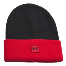 UNDER ARMOUR Halftime Cuff Beanie One Size Black Red 1373155