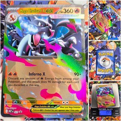 Pokemon Mega Charizard X EX   Nm Promo Holo Black Star Og Card 2025 Glurak 