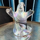 Fenton Opalecent Glass Titanium Smoke, Purples, Silver, Halloween Ghost Figurine