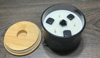 Stone Of Life Chakra Crystal Candle Soybean Wax Soothe Stress Black 3 Wick New