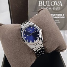Bulova Surveyor 96P229 Diamond Blue Dial Quartz Stainless Women's Watch