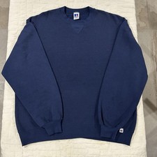 Vintage 90s Russell Athletic Blank Sweatshirt Made in USA Men's Blue Navy XL