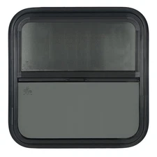 OUTPRIZE Vertical RV Window 18x18 Tinted Sliding w/Net Screen Trim Ring