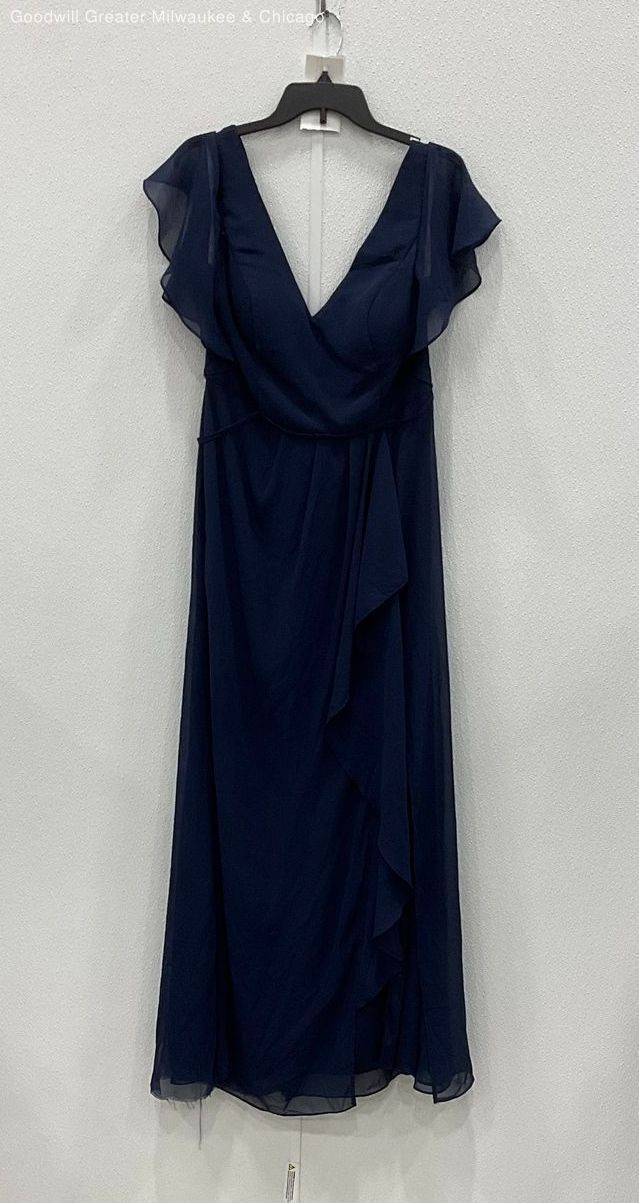Db Studio Womens Navy Solid Flutter Sleeve Maxi D… - image 1