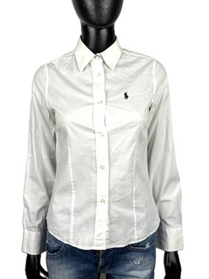 Ralph Lauren Damen Hemd XS Weiß Custom Fit Baumwolle Logo Langarm