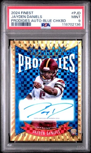 2024 TOPPS FINEST PRODIGIES AUTOS BLUE CHECKERBOARD JAYDEN DANIELS 53/99 PSA 9