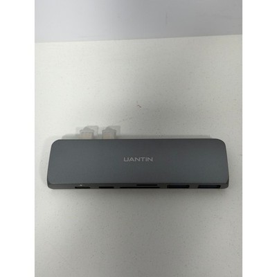 UANTIN 7-in-2 USB C Hub Adapter for MacBook Pro Air Dual Type C HDMI SD TF Gray