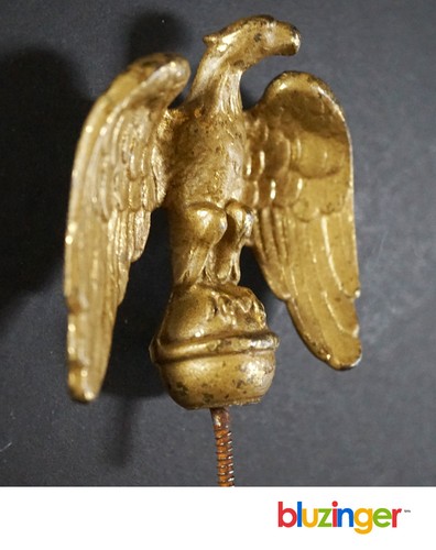 Old Vintage Gilt Brass Eagle Finial Topper Clock, Coffee Mill, Decorative Ameri