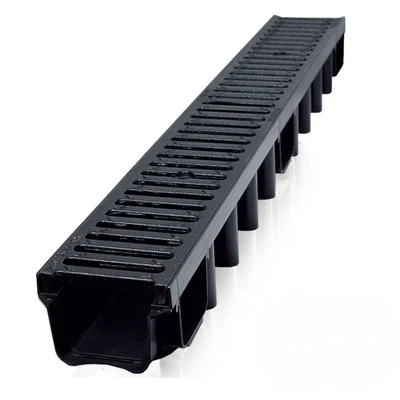 DOMELO Entwässerungsrinne Gussrost 9,8 cm B125 befahrbar - Ablaufrinne - Regenrinne