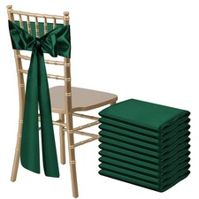 Bouiexye 10 PCS Forest Green Satin Chair Sashes Bows Universal