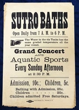 SUTRO BATHS FLYER GRAND CONCERT AND AQUATIC SPORTS