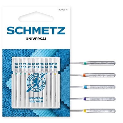SCHMETZ- 10 Nähmaschinen-Nadeln-Universal - 130/705 H Stärke: 70/10 - 110/18