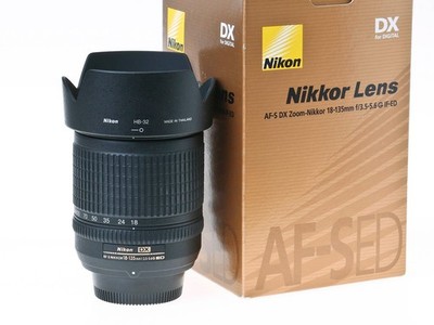 Nikon AF-S DX Nikkor 18-135mm f3.5-5.6 G ED-IF Lens w Hood, Caps, Box *MINT-LN*