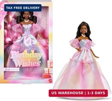 Barbie Signature Birthday Wishes Fashion Doll with Black Hair in Dress with Past