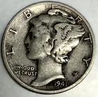1941-P Mercury Dime 10c Circulated Condition 90% Silver US Coin - 3996