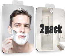 Betus 2Pcs Shower Mirror Fogless Shaving Shatterproof Acrylic Bathroom Mirror