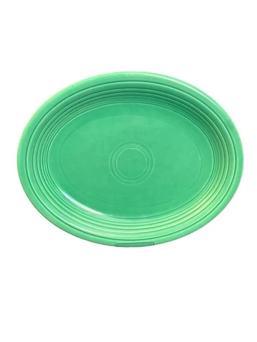 Vintage Fiestaware Oval Serving Platter 12.5" Medium Green HLC