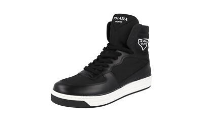 LUXURY PRADA DISTRICT HIGH-TOP SNEAKERS SHOES 1T638M BLACK NEW | eBay