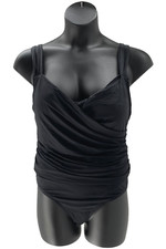 Jantzen Solid Surplice Maillot One- Piece Swimsuit Black