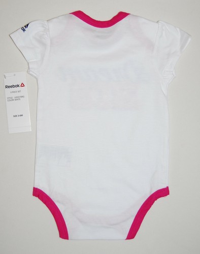 NWT Reebok Infant Girls Pink Gray White 3pc Romper Dream Set sz 3-6M - Picture 7 of 12