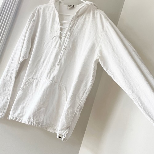 Blanco White Beach Laced Hoodie Tunic Top | Men Size Large - Picture 2 of 11
