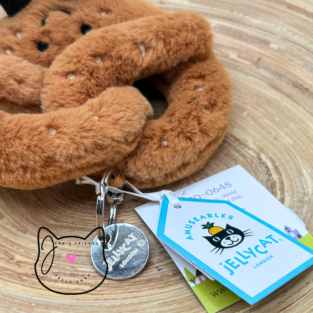 Jellycat AMUSEABLES PRETZEL BAG CHARM New BNWT Soft Plush Keychain