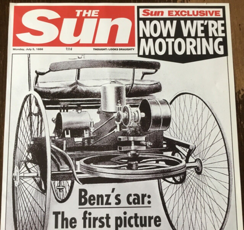 1886 POSTER/NEWSPAPER 1 PAGE : “NOW WE’RE MOTORING, NEW BENZ CAR, FIRST PICTURE” - Picture 9 of 17