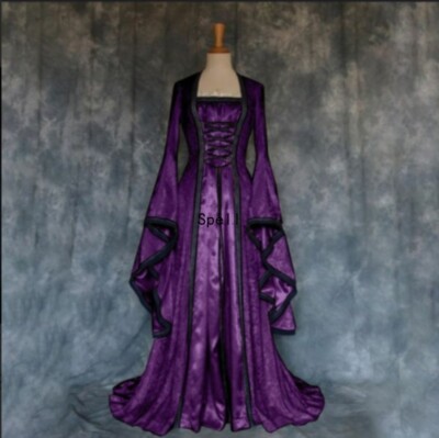 Halloween Dress Medieval Art Retro Costume Cloth White Purple Green Black New | eBay Halloween Dress Medieval Art Retro Costume Cloth White Purple Green Black New | eBay
