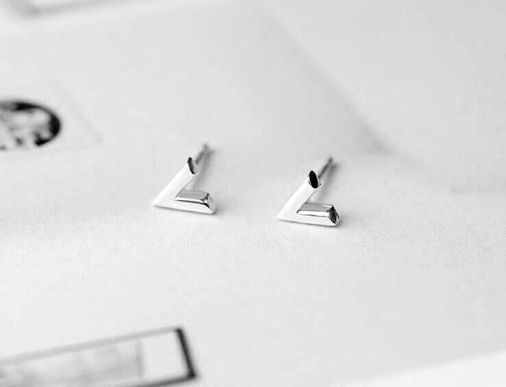 Adorable Tiny V-Shape Silver SP Stud Earring