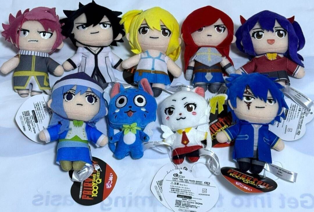 FAIRY TAIL Complete SET 9 Pikonui Plush 10cm Mascot toy Fukuya
