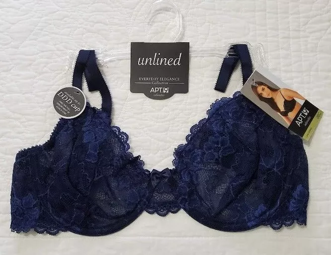 NEW Apt. 9 Lace Unlined Everyday Elegance Bra Navy Blue 38DDD 38DD 38D 34D  36C