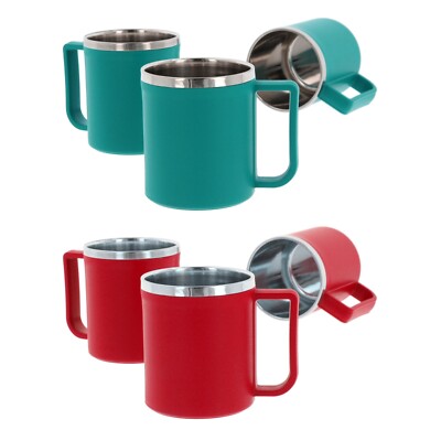 6x Kaffeebecher Teetasse doppelwandig Heißgetränk Edelstahl Kunststoff 200ml