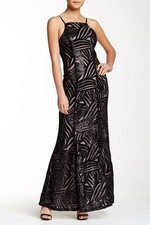 Trixxi 690710Y2FI Strappy Sequin Embroidered Prom Dress SZ 7 Black illusion