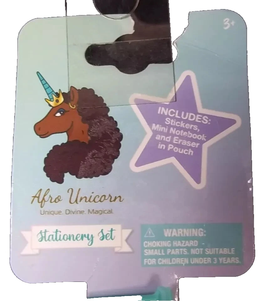 Afro Unicorn stationery set in clear zip pouch 5-1/2" X 5" NEW - Image 4 of 4