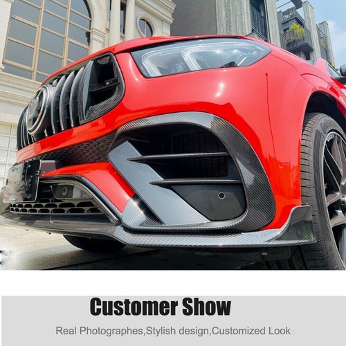 Carbon Front Bumper Lip Spoiler For Benz W167 GLE450 GLE53 Sport Coupe 2020-2024 - Picture 2 of 12