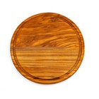 Käsebrett Steakbrett mit Saftrille aus Olivenholz rund 25 cm Schneidebrett Holz