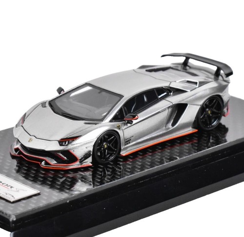 Mini GT #1023 LB Works Lamborghini Aventador - Silver Chrome IMX
