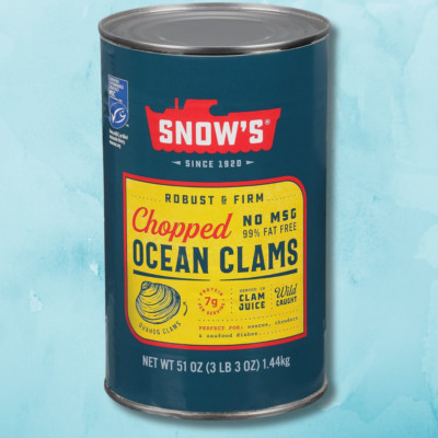 Snow's Ocean Chopped Clams Canned, 51 oz Can - 7g Protein per Serving - Gluten F