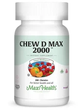 Maxi Health Chew D Max (Vitamin D3) 2000 IU Chewable Bubble Gum Flavor - 200 Tab