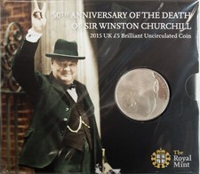2015 &pound;5- DEATH OF CHURCHILL - FIVE POUNDS BU -BRILLIANT UNCIRCULATED COIN PACK