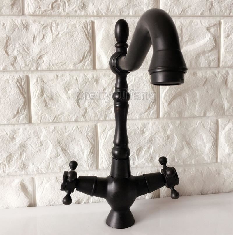 Black oil Antique Brass Swivel Kitchen Faucet Vessel Sink Mixer Tap ...