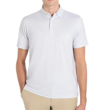 NEW Hickey Freeman Men's L White Grey Golf Polo Shirt