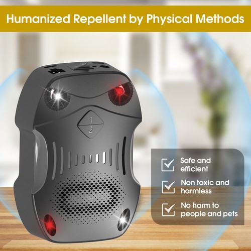 4-in-1 Ultrasonic Pest Repeller – Indoor/Outdoor Plug-In For Rats, Ants, Roaches – 110V