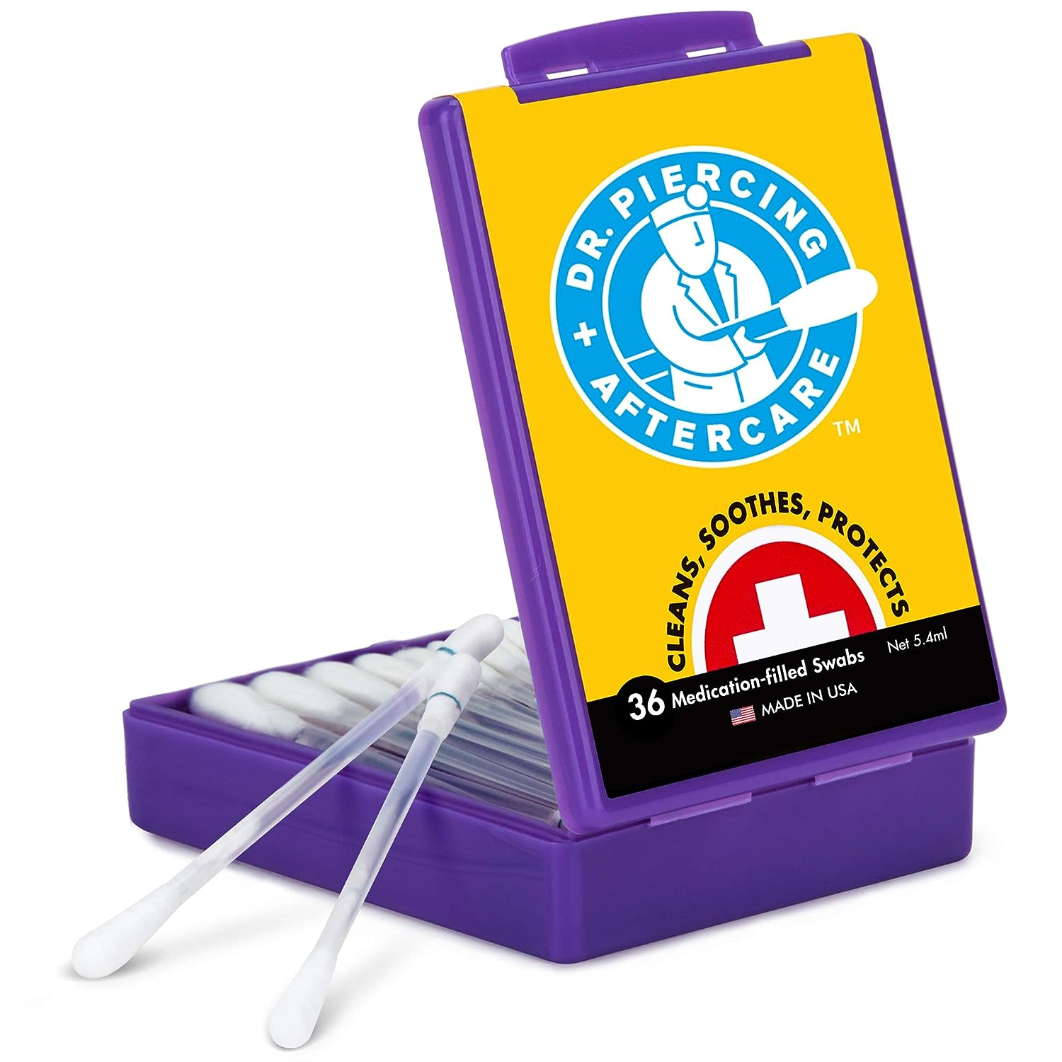 Dr. Piercing Aftercare Swabs - Saline Solution for Piercings - Earring Nose Bell