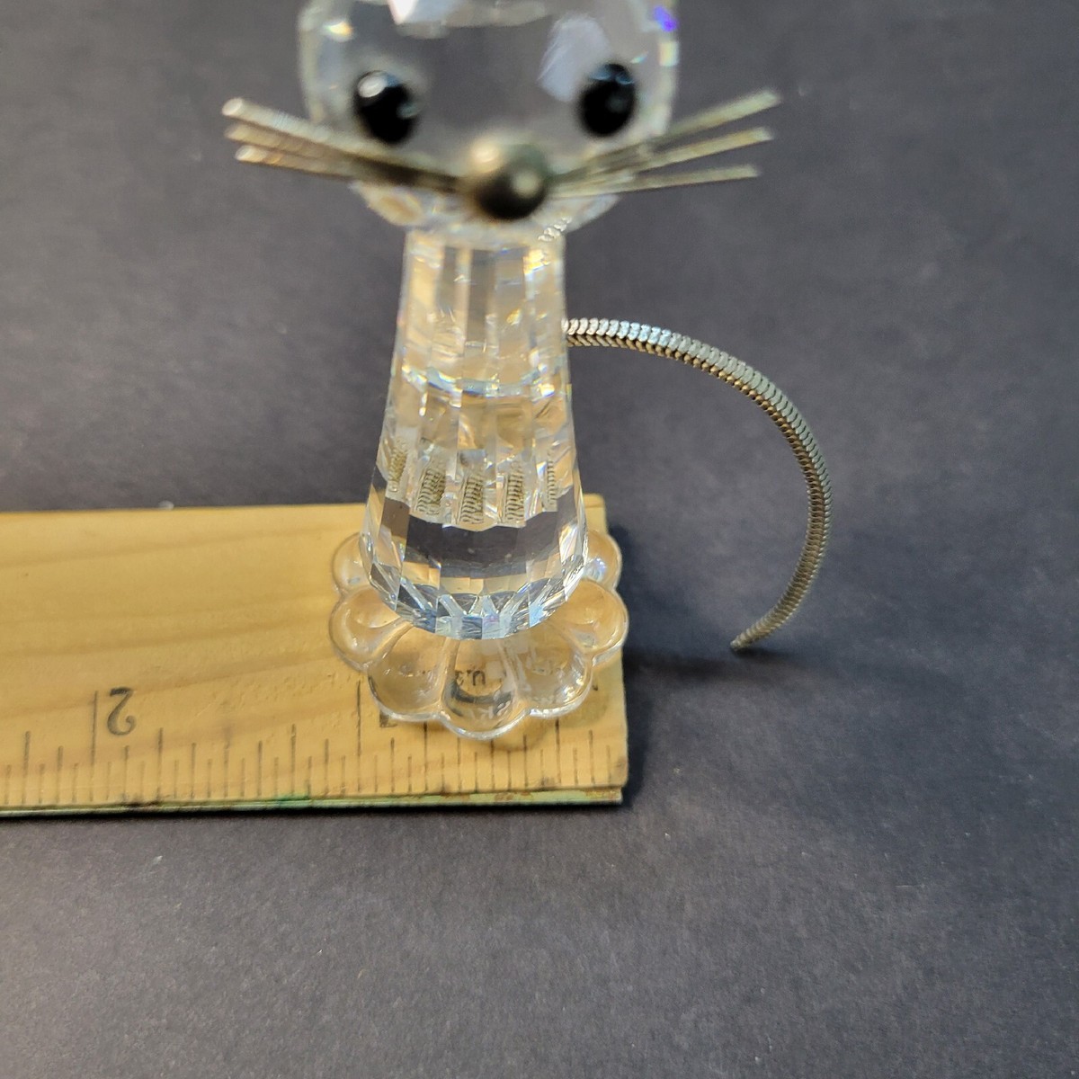 Swarovski Cat with Metal Tail and Whiskers Crystal Figurine Swarovski Cat with Metal Tail and Whiskers Crystal Figurine