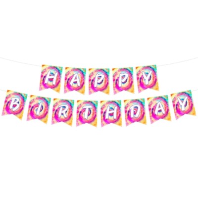 Unique Celebration Decorations Colorful Flag for Birthday Party Tie Dyes Banners