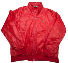Vintage Lacoste Izod Club Jacket Mens XL Red Zip Pockets Croc Logo 1980s