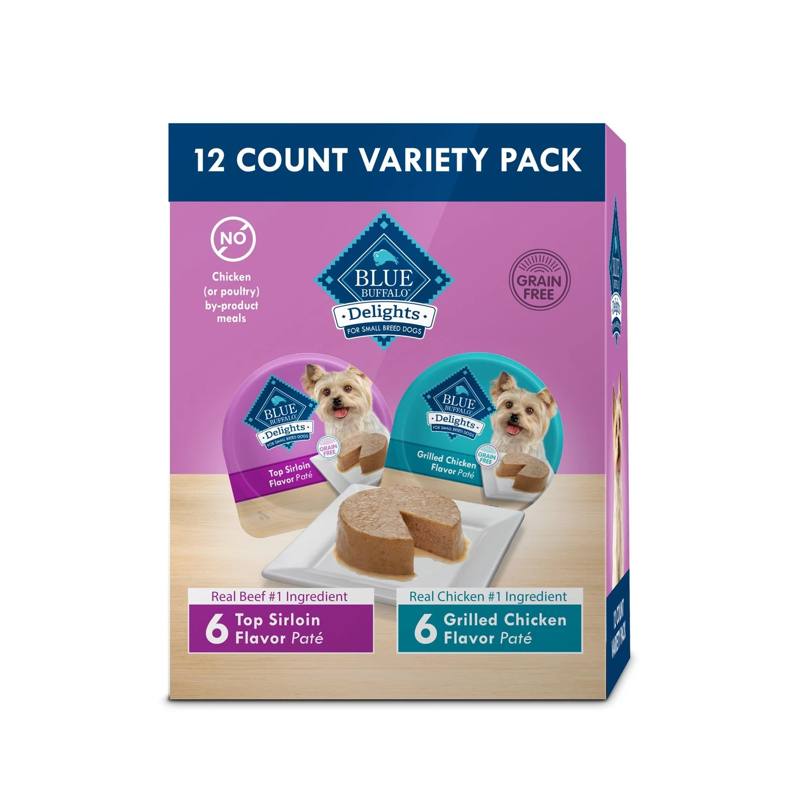 Blue Buffalo Delights Wet Dog Food Variety Pack Real Beef Chicken 3.5 oz Cups
