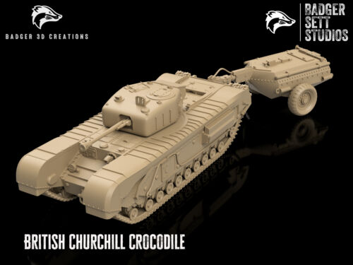 WWII British Churchill Crocodile -  Resin Bolt Action / Chain of Command - Afbeelding 1 van 2