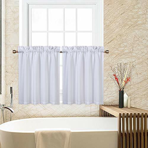 CAROMIO Cafe Curtains 30 Inch Length, Waffle Woven